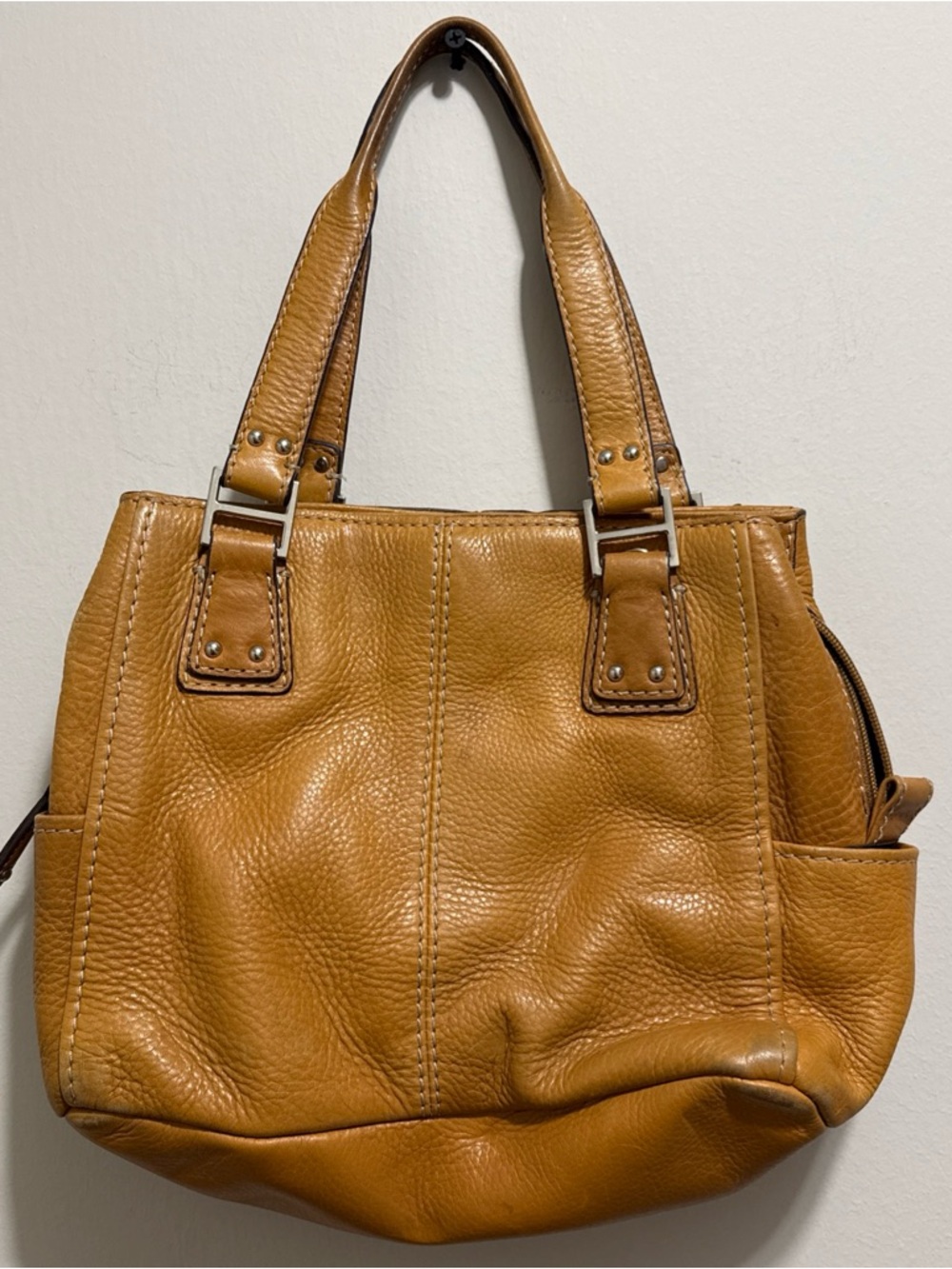 VTG Fossil Brown Pebbled Leather Shoulder Bag w/ Key Charm - See Condition